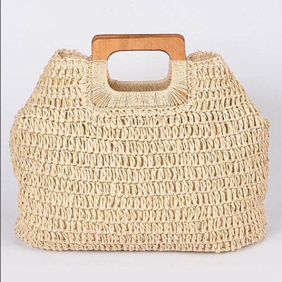 Wood Handle Straw Bag - Picture 7 of 7